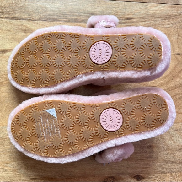 UGG- Fuzzy YEAH Sandal Slipper - Dusty PINK - SOFT Real Lamb Fur - Buckles - Picture 4 of 8